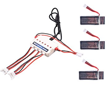 YouCute 3PCS 350mAh Battery and 1to3 Charger for Udi U818A WIFI FPV Udi U845 RC quadcopter drone spare parts (3 batteries   charger)