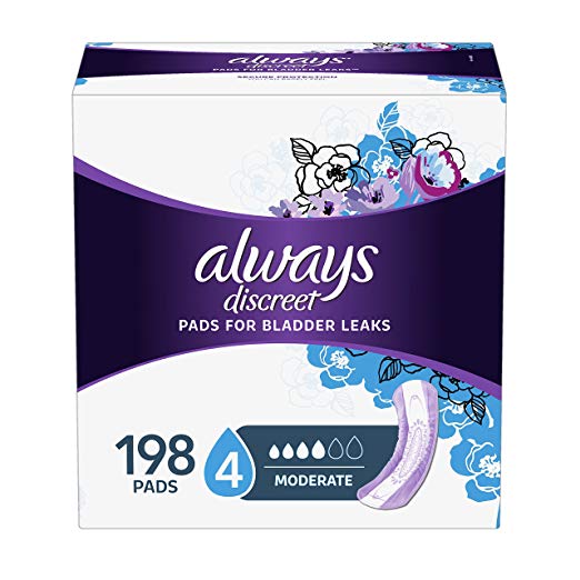 Always Discreet Incontinence Pads for Women, Moderate Absorbency, Regular Length, 66 Count- Pack of 3 (198 Count Total) (Packaging May vary)