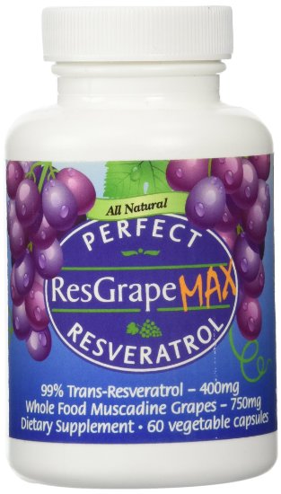 Perfect ResGrape Max ~ 99% Trans-Resveratrol & Muscadine Grape ~ Anti-Aging Supplement & Potent Antioxidant ~ 60 Vegetable Capsules