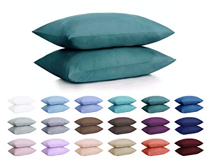 DreamHome Microfiber Pillowcases, Set of 2 (Queen, Teal)