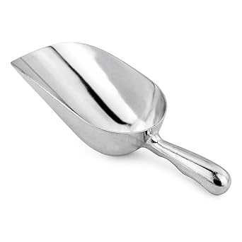 New Star Foodservice 34547 One-Piece Cast Aluminum Round Bottom Bar Ice Flour Utility Scoop, 24 -Ounce, Silver