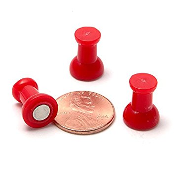24 Classic Push Pin Magnets, Bright Red - Great for Fun Fridge Magnets, Whiteboards, Cabinets, Photo Magnets, Small Refrigerator Magnets, & Magnetic Thumbtacks!