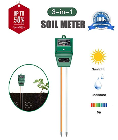 AKEfit Soil pH Meter, 3 in 1 Soil Test Kit for Moisture, Light & pH/Acidity, Gardening Tools for Home and Garden, Lawn, Farm, Plants, Plant Care Soil Moisture Sensor Tester