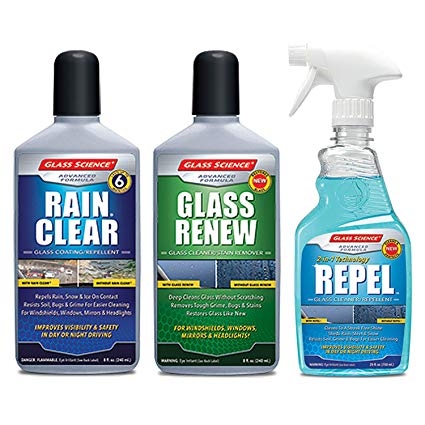 Rain Clear Water Repellent Auto Detailing Essentials 3 pack from Glass Science