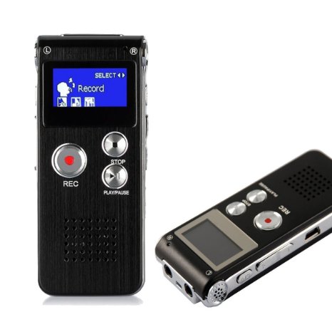 HccToo 8GB Multifunctional Digital Voice Recorder Rechargeable Dictaphone Stereo Voice Recorder with MP3 Player Perfect for Recording Interviews Conversation and Meetings Black
