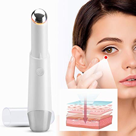 Filfeel Eye Massager Tools, Portable Electric Beauty Tool with Negative Ion, Hot Compress & Lights Massge Functions for Eyes Lip Massage Wrinkles Removal Anti-Aging Device USB Charging