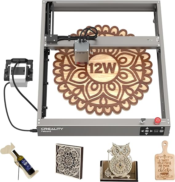 Creality Falcon 2 Laser Engraver, 12W Output Power Laser Cutter DIY Laser Engraving Machine, CNC Laser Engraver for Wood and Metal, Acrylic, Craft Paper, Leather etc, gray