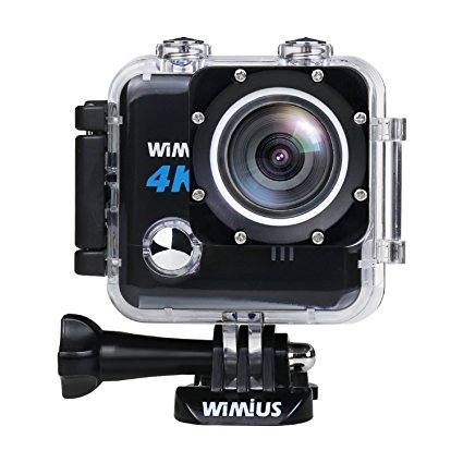 WIMIUS L1 4K Action Camera Wifi 1080p 60fps 20MP Waterproof Sports Camera FPV Camera 2.0'' 170°Wide Angle Include 2pcs Batteries and Full Accesspries Kits-Black