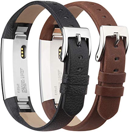 iGK Genuine Leather Replacement Compatible for Fitbit Alta Band and Fitbit Alta HR Bands, Leather Wristbands Straps for Women Men