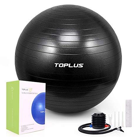 TOPLUS Exercise Ball (Multiple Sizes) Extra Thick Yoga Ball Chair for Fitness, Stability, Balance, Pilates, Birthing - Anti Burst Supports 2200lbs - Includes Quick Pump & Professional Guide