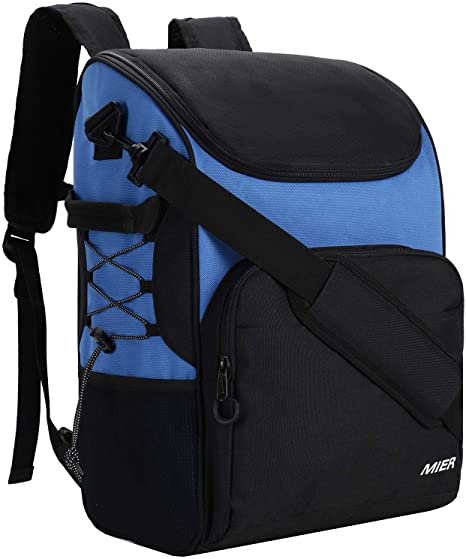 MIER Leakproof Cooler Backpack Insulated Lunch Bag for Men Women to Picnic, Beach, Grocery, Kayak, Hiking, Travel, 30Can, Black Blue