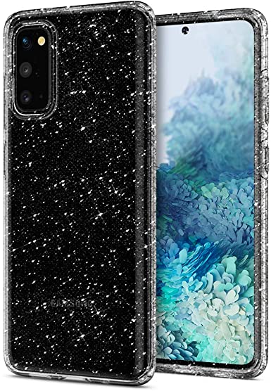 Spigen, Liquid Crystal Glitter, Compatible with Galaxy S20 (6.2 inch), Flexible TPU Slim Protection Premium Clarity Phone Cover for Samsung Galaxy S20 - Crystal Quartz