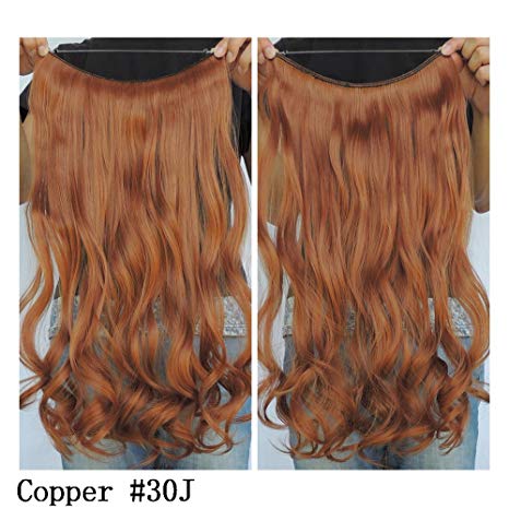 Secret Halo Hair Extensions Flip in Curly Wavy Hair Extension Synthetic Women Hairpieces 20" (Copper #30J)