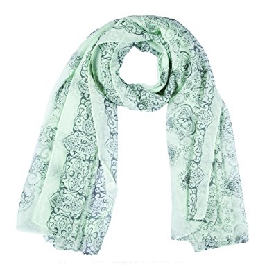 Chinoiserie Women's Silk Feeling Chiffon Voile Printing Scarves, Neck Scarf, Shawl Wrap for Ladies and Girls