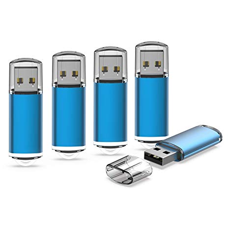 KEXIN 5 Pack 64GB Flash Drive USB Stick 64 GB Key Drives Memory Stick Thumb Drives Pen Drives Zip Drives USB 2.0, Blue