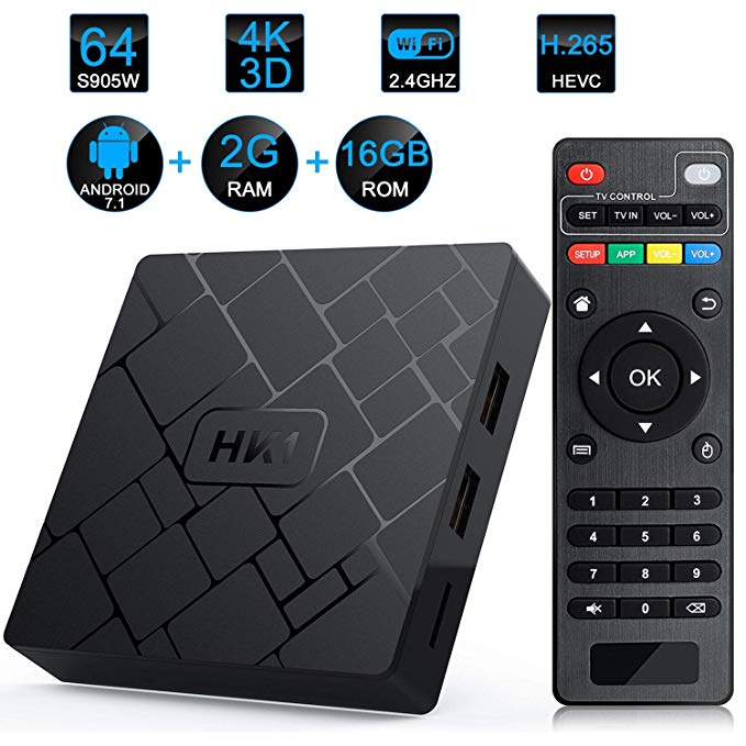 Android TV Box - LIVEBOX HK1 2018 Version Android 7.1 TV Box with 2GB RAM 16GB ROM Amlogic S905W Quad Core A53 64 Bits,Supporting 4K (60Hz) Full HD/3D/H.265/WiFi 2.4GHz