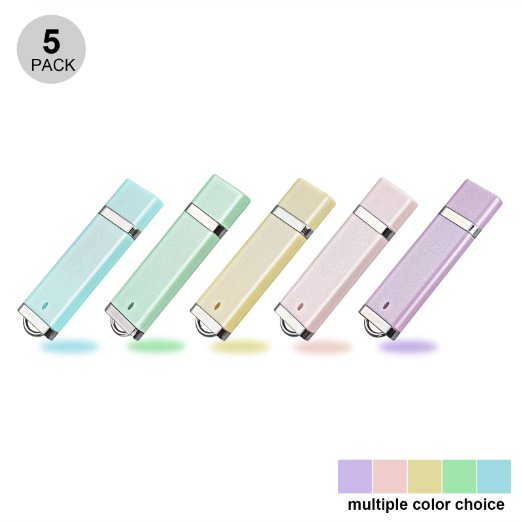 KOOTION USB Flash Drive 2GB Colorful Flash Drive -5 Pack- 5 Colors (Blue, Green, Pink, Purple, Yellow,)