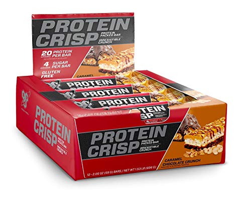 Bsn Protein Crisp Bar by Syntha-6, Low Sugar Whey Protein Bar, Chocolate Caramel Crunch, 12 Ct, 1.7 Pound