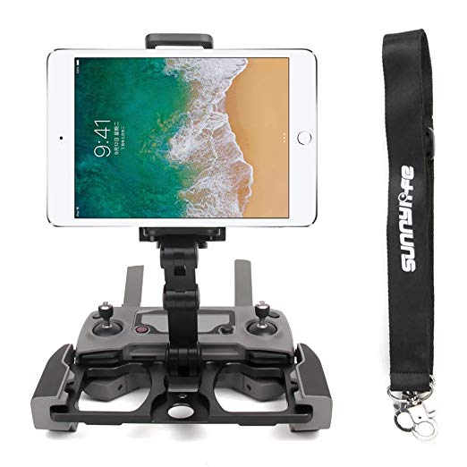Anbee Foldable Aluminum Tablet Stand Smart Phone Holder Bracket with Lanyard Compatible with DJI Mavic 2 / Mavic Pro Platinum/Mavic Air/Spark Drone Remote Controller (Black)