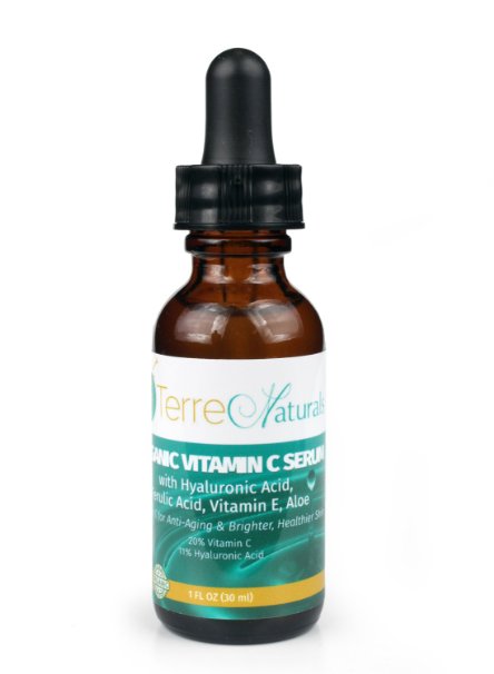 High-Potency Organic Vitamin C Serum with Hyaluronic Acid Ferulic Acid Vitamin E that stimulates skins natural anti-oxidants
