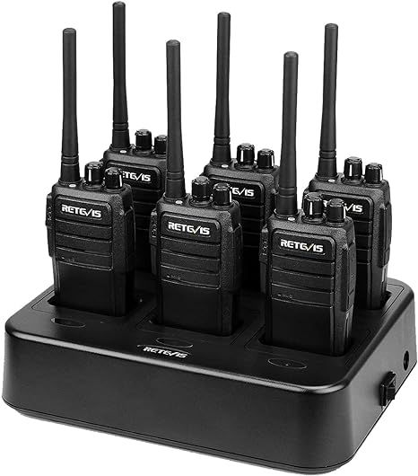 Retevis RT21V MURS Radio, 2 Way Radios Rechargeable, License-Free, Low Traffic, with Six Way Multi Charger, Two-Way Business Radios for Church School Emergency Rescue (6 Pack)