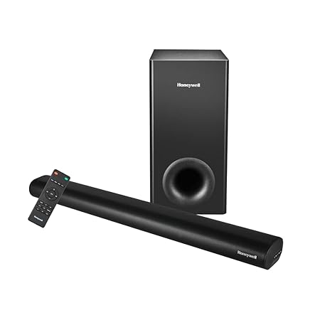 (Refurbished) Honeywell Trueno U3000 160W Soundbar with Wired Subwoofer, 2.1 Channel Sound, 57.15 mm*4 Drivers, Bluetooth V5.0 EDR, with Remote, EQ Mode, 5 Play Modes-BT, Audio Jack, USB, Optical & HDMI/ARC-Black