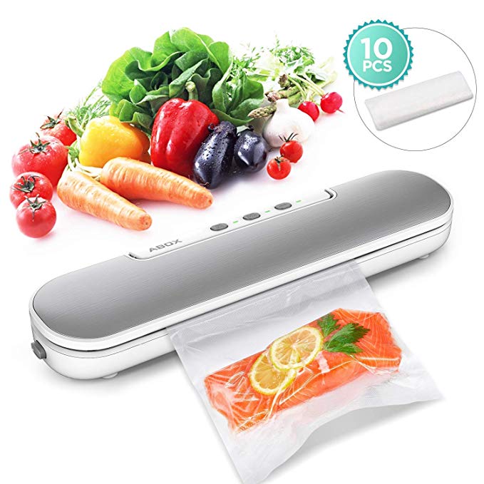 Vacuum Sealer, ABOX V69 4 in 1 Portable Food Vacuum Sealer Machine Vac Packing Machine for Food Preservation, Automatic Sealing System with Bags,Compact Design,BPA Free