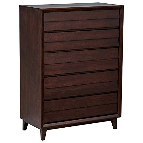 Rivet Ventura Mid-Century Louvered Chest of Drawers, 38" W, Cherry