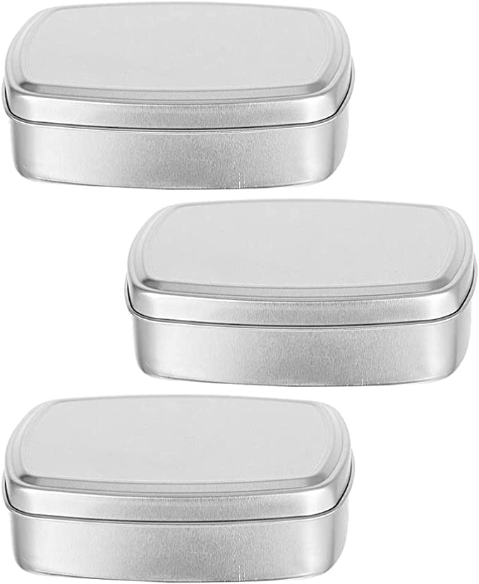 3PCS Aluminum Travel Soap Holder, Empty Tin Box Leak- Proof Soap Container Bar, Soap Bar Holder Dish Container Case with Lid for Camping Outdoor Activity (3.30X2.44X0.83in)