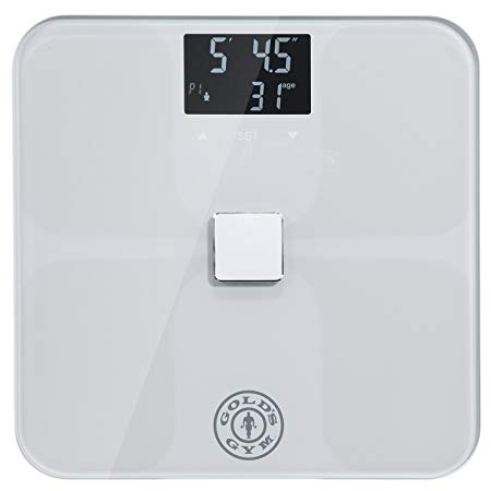 Gold’s Gym Smart Biometric Digital Body Composition Fitness Bathroom Scale Measures Weight, BMI, Body Fat, Water and Muscle Mass, Kcal/BMR, Bone Mass - Auto Memory for Up to 9 Users - Silver