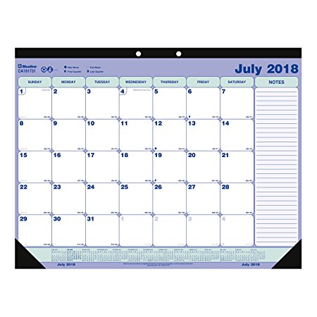 Blueline Monthly Academic Desk Pad Calendar, 13-Month, July 2018 to July 2019, 21.25 x 16 inches (CA181731-19)