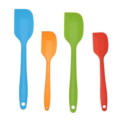 HornTide 4-Piece Silicone Spatula Set 2x Large Spatula 2x Small Spatula Heat Resistant Withstand 230°C 446°F Premium Cooking Utensils Multi-Color Spatulas