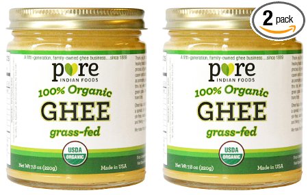 Grassfed Organic Ghee 7.8 Oz - Pure Indian Foods Brand (2-Pack)