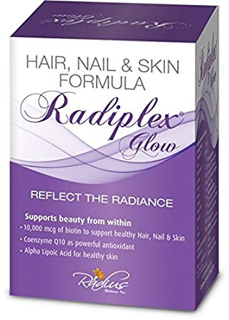 Radiplex Glow - Biotin 10,000 Mcg, Coenzyme Q10, Alpha Liopic Acid & Vitamins Formula For Hair, Nail & Skin