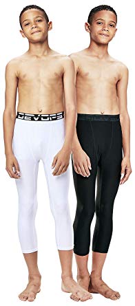 DEVOPS Boys 3/4 (2 Packs) Compression Cool Dry Tights Baselayer Running Active Leggings Pants