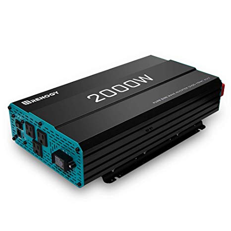 Renogy 2000W 12V Pure Sine Wave Battery Converter, ETL Listed with Built-in 5V/2.1A USB port,and AC Hardwire Port Solar Power Inverter