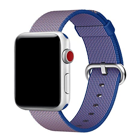 Hailan Band for Apple Watch Series 1 / 2 / 3,Fine Woven Nylon Wrist Strap Replacement with Classic Buckle for iwatch,42mm,Royalblue