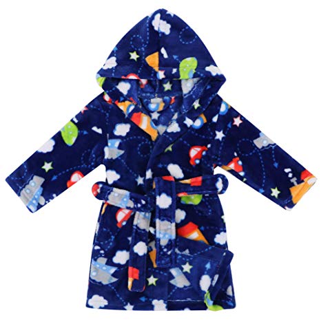 Verabella Boys Girls' Plush Soft Fleece Printed Hooded Beach Cover up Pool wrap