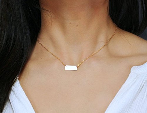 Small Bar Necklace, Personalized Minimal Necklace / Mini Bar Tiny Necklace / Rectangle Initial Pendant Necklace, Name Plate Jewelry