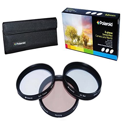 Polaroid Optics 82mm 3 Piece Special Effect Camera/Camcorder Lens Filter Kit (Soft Focus, Revolving 4 Point Star, Warming)