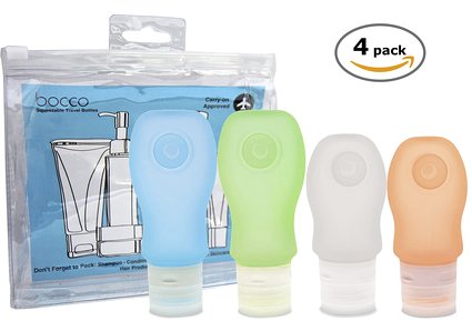 SALE: Leak Proof Travel Bottles, Squeezable and Refillable TSA Approved Travel Size Accessories for Carry On Luggage - Perfect Containers for Liquid Toiletries - 4 Pack (2 Medium, 2 Large)