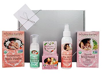 Earth Mama New Mom Organic Gift Box | Set of 5 Earth Mama Items   Bonus Gift Box with Ribbon & Card