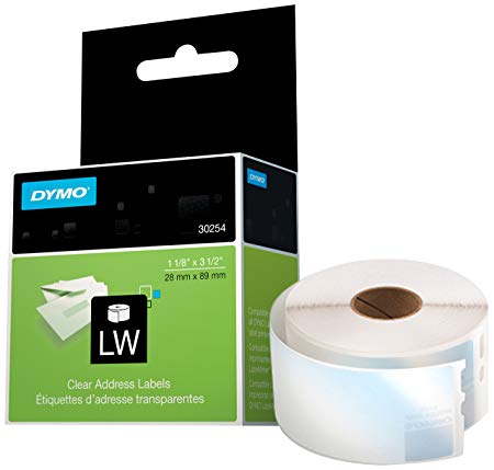 DYMO Authentic LW Mailing Address Labels for LabelWriter Label Printers, Clear, 1-1/8'' x 3-1/2'', 1 rolls of 130