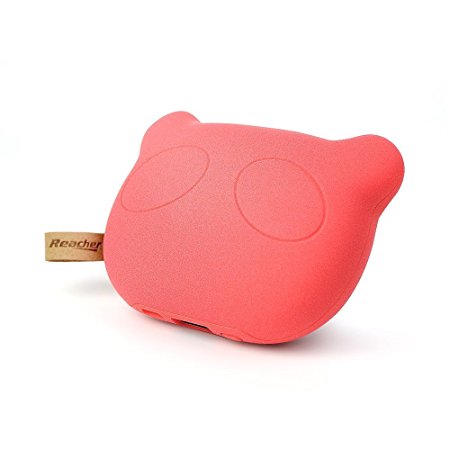 Reacher Mini Power Bank Portable Charger with Cute Panda Design - 5200 mAh (Red)