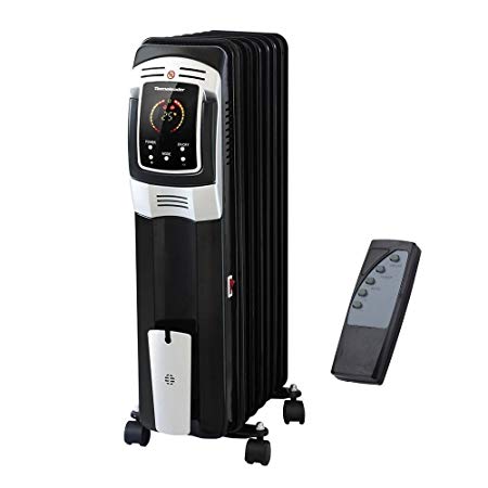 Homeleader Electric Oil Filled Radiator Heater, Portable Radiator Space Heater with LED Display Screen, Remote Control& 24-Hour Timer, Perfect for Medium & Large Room, 1500W