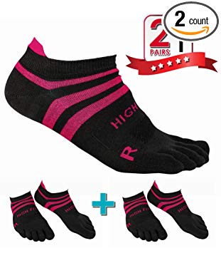 HIGH FIT Pro Lightweight Toe Socks No Show Design, Perfect for Running, for Men & Women (2 Pairs)