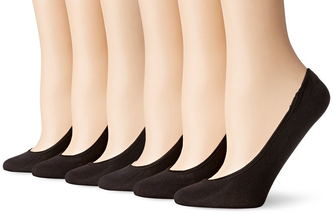 PEDS Womens Microfiber Ultra Low-Cut Sock Liners Pack of Six