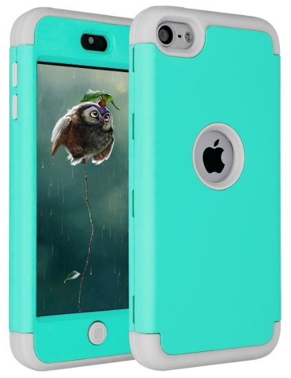 iPod Touch 5 Case,iPod Touch 6 Case,SLMY(TM)Heavy Duty High Impact Armor Case Cover Protective Case for Apple iPod touch 5 6th Generation Green/Gray