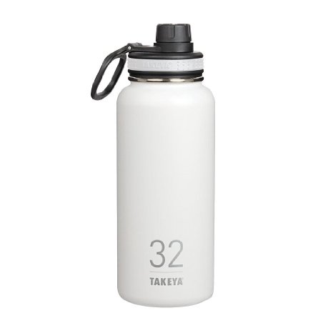 Takeya ThermoFlask Insulated Stainless Steel Water Bottle, 32 oz, Snow