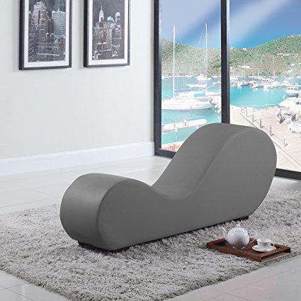 Modern Bonded Leather chaise Lounge Yoga Chair for Stretching and Relaxation (Grey)